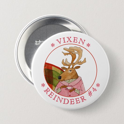 Badge Rond 7,6 Cm Bouton rond VIXEN REINDEER (Devant & derrière)
