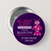 Badge Rond 7,6 Cm Bouton rose d'alerte d'allergie alimentaire de (Devant & derrière)