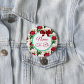 Badge Rond 7,6 Cm Bouton Rose floral chic (En situation)