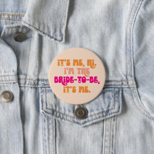 Badge Rond 7,6 Cm Bouton Rose Rétro Mariée à Venir, C'est Moi