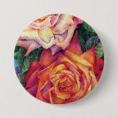 Badge Rond 7,6 Cm Bouton "Roses" (Devant)
