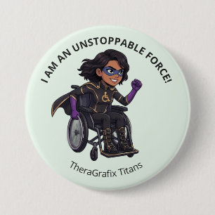Badge Rond 7,6 Cm Bouton roue de fauteuil roulant Mint Autism Veloci