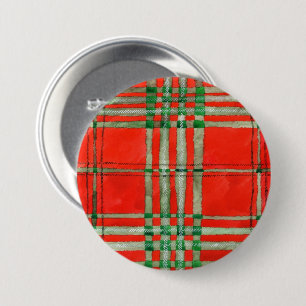 Badge Rond 7,6 Cm Bouton ROUGE SCOTT TARTAN Round Pin