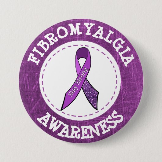 Badge Rond 7,6 Cm Bouton Ruban de sensibilisation à la fibromyalgie (Devant)