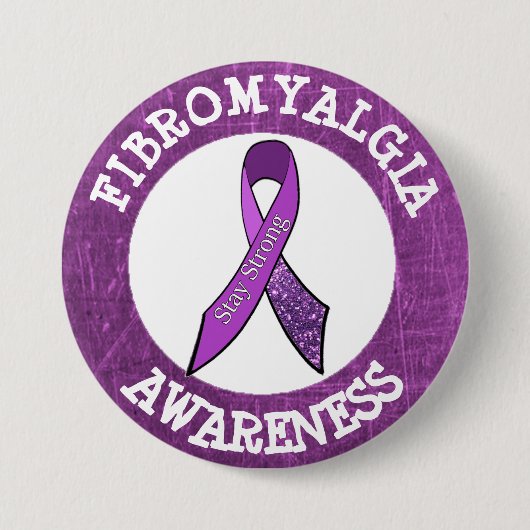 Badge Rond 7,6 Cm Bouton Ruban de sensibilisation à la fibromyalgie (Devant)