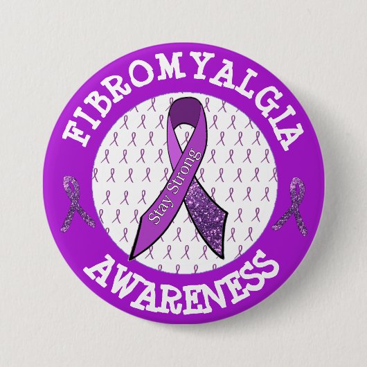 Badge Rond 7,6 Cm Bouton Ruban de sensibilisation à la fibromyalgie  (Devant)