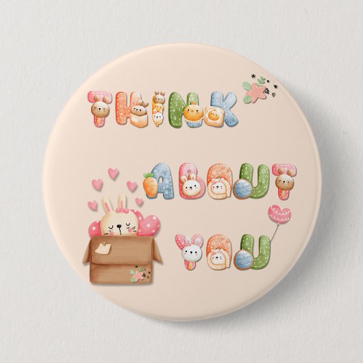 Badge Rond 7,6 Cm Bouton Saint-Valentin mignon | Pensez à vous (Devant)