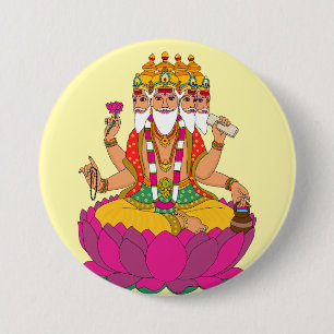 Badge Rond 7,6 Cm Bouton Seigneur Brahma