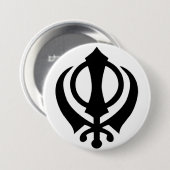 Badge Rond 7,6 Cm Bouton sikh de Khanda (Devant & derrière)