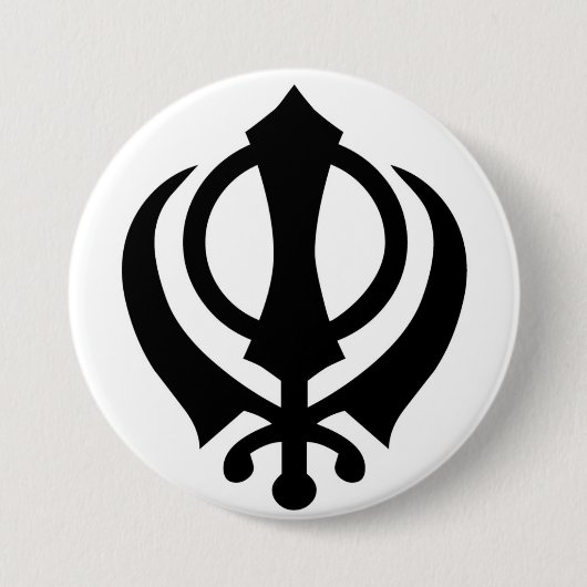 Badge Rond 7,6 Cm Bouton sikh de Khanda (Devant)