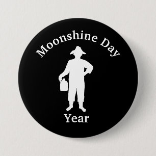 Badge Rond 7,6 Cm Bouton Silhouette Moonshiner noir et blanc