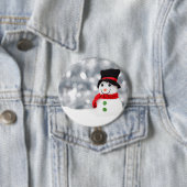 Badge Rond 7,6 Cm Bouton Snowman (En situation)
