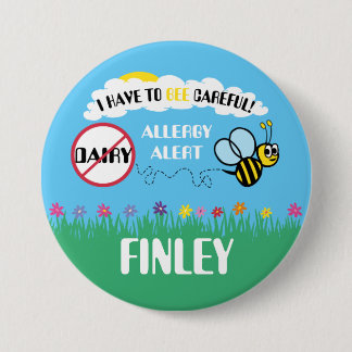 Badge Rond 7,6 Cm Bouton soigneux d'alerte d'allergie de laiterie