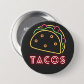 Badge Rond 7,6 Cm Bouton Symbole et texte néon Tacos (Devant & derrière)