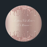 Badge Rond 7,6 Cm Bouton texte personnalisé rose Gold Blush Parties<br><div class="desc">Boutons avec Rose Boutons d'or Boutons de Parties scintillant à éclaboussures Texte personnalisé rose moderne - Ajouter votre texte unique ou supprimer du texte - Faire votre Bouton spécial / Cadeau - Redimensionner et déplacer ou supprimer et ajouter du texte / des éléments avec outil de personnalisation. Conception par MIGNED....</div>