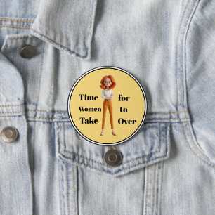 Badge Rond 7,6 Cm Bouton Time For Women