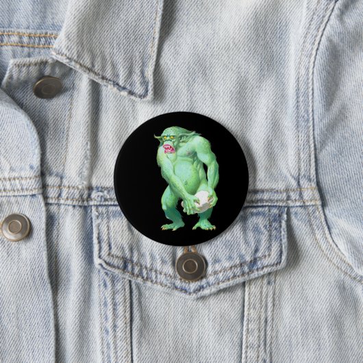 Badge Rond 7,6 Cm Bouton Troll (En situation)