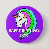 Badge Rond 7,6 Cm Bouton Unicorne arc-en-ciel (Devant)