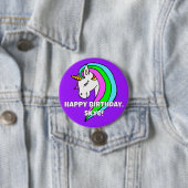 Badge Rond 7,6 Cm Bouton Unicorne arc-en-ciel (En situation)