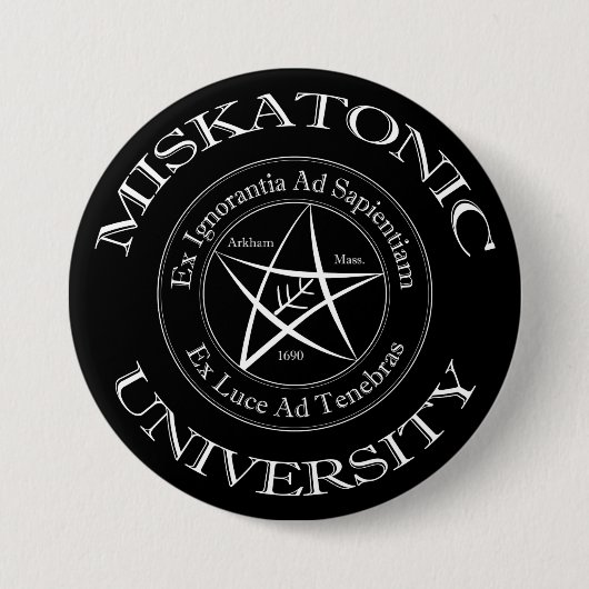 Badge Rond 7,6 Cm Bouton Université Miskatonique (Devant)