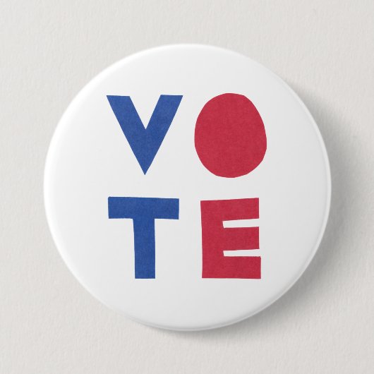 Badge Rond 7,6 Cm Bouton VOTE de conception de lettres bloc (Devant)