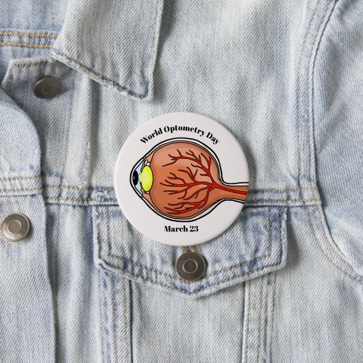 Badge Rond 7,6 Cm Bouton World Optometry Day avec Eyeball (En situation)