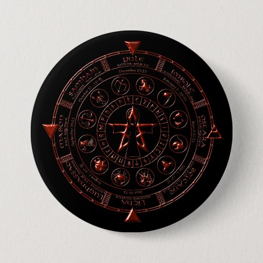 Badge Rond 7,6 Cm Bouton Zodiac celtique de Ruby à ébène (Devant)