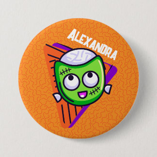 Badge Rond 7,6 Cm Bouton zombie personnalisé Spooktacular - orange