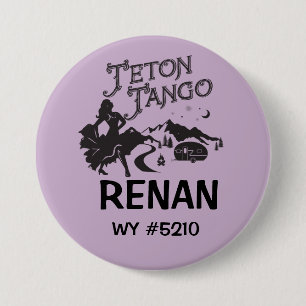 Badge Rond 7,6 Cm Boutonnez le noir nommé d'étiquette