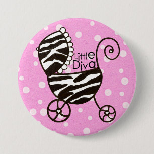 Badge Rond 7,6 Cm Boutons bébé "Little Diva"