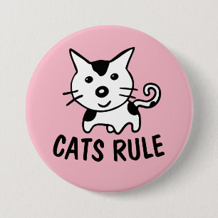 BADGE ROND 7,6 CM BOUTONS CHAT, RÈGLE CHATS