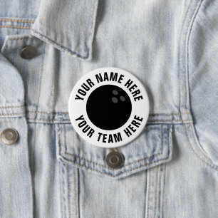 Badge Rond 7,6 Cm Boutons de bowling avec noms d'équipe personnalisé