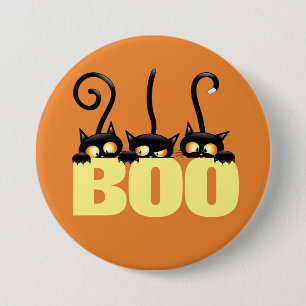 Badge Rond 7,6 Cm Boutons de chats noirs effrayants