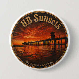 Badge Rond 7,6 Cm Boutons de coucher de soleil de Huntington Beach P