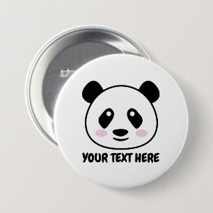 Badge Rond 7,6 Cm Boutons de dessin animé Panda avec texte personna