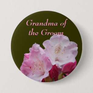 Badge Rond 7,6 Cm boutons de mariage fleurs de rhododendron rose.