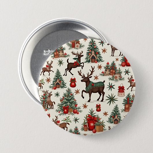 Badge Rond 7,6 Cm Boutons de Noël (Devant & derrière)
