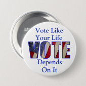 Badge Rond 7,6 Cm Boutons de vote (Devant & derrière)