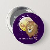 Badge Rond 7,6 Cm Boutons Löwe Tierkreiszeichen (Devant & derrière)