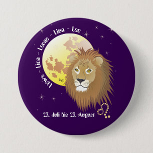 Badge Rond 7,6 Cm Boutons Löwe Tierkreiszeichen