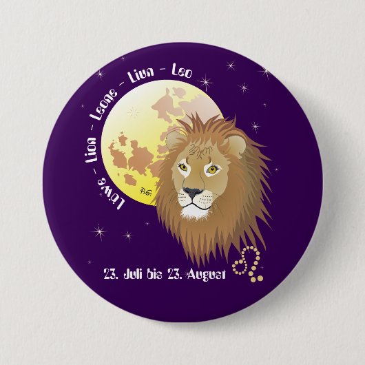 Badge Rond 7,6 Cm Boutons Löwe Tierkreiszeichen (Devant)