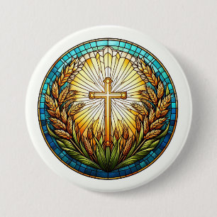 Badge Rond 7,6 Cm Boutons sacrés de l'IA - Église divine et Symbole