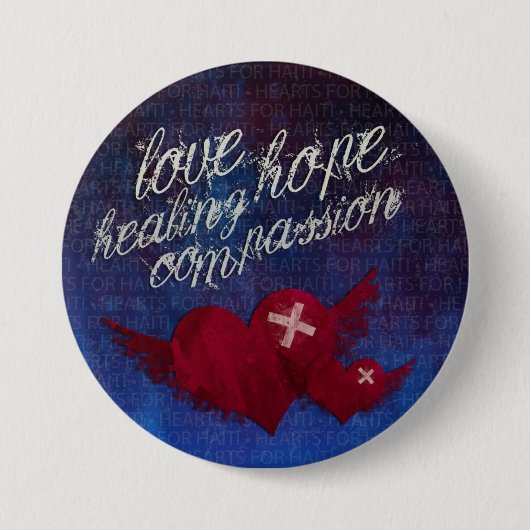Badge Rond 7,6 Cm Boutons Saint Valentin de Haïti Relief (Devant)