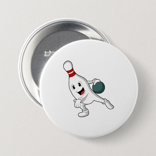 Badge Rond 7,6 Cm Bowling pin Bowling (Devant & derrière)