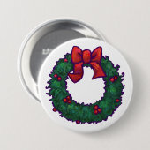 Badge Rond 7,6 Cm Branches de houx (Devant & derrière)
