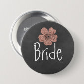 Badge Rond 7,6 Cm Bride Wild Peach Roses Chalkboard (Devant & derrière)