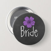 Badge Rond 7,6 Cm Bride Wild Purple Rose Chalkboard (Devant & derrière)