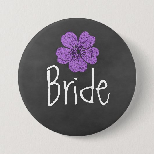 Badge Rond 7,6 Cm Bride Wild Purple Rose Chalkboard (Devant)