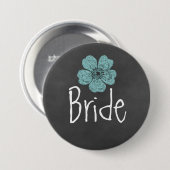 Badge Rond 7,6 Cm Bride Wild Roses Turquoises (Devant & derrière)
