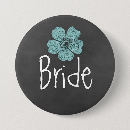 Badge Rond 7,6 Cm Bride Wild Roses Turquoises (Devant)